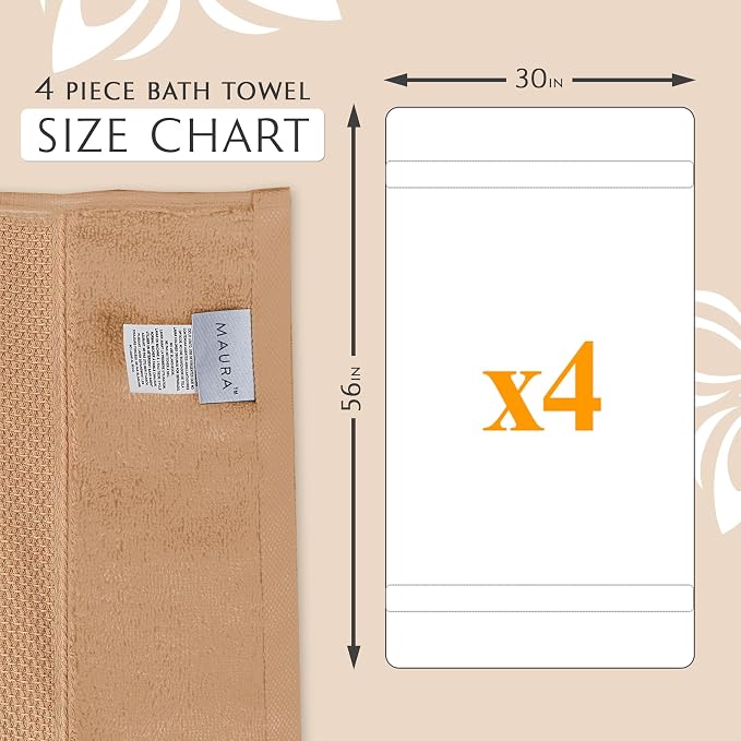 Maura Exquisite 4-Piece Turkish Bath Towel Set: Ultra-Soft, and Plush Towels - Image 3