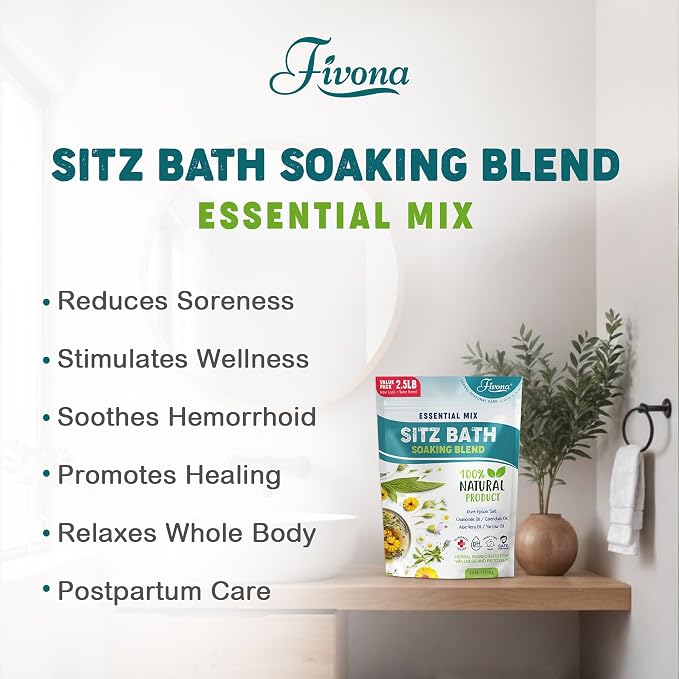 Hemorrhoid Treatment 40oz, Fivona Sitz Bath Salts, Postpartum Soaking Blend - Image 2
