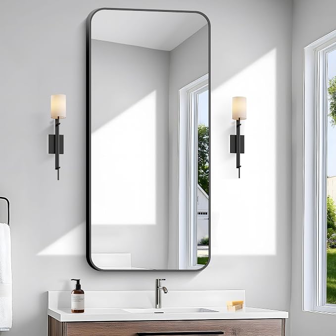 BONEWEI 24x48 inch Bathroom Mirror, Wall Mounted Bathroom Frame Vanity Mirror - Image 2