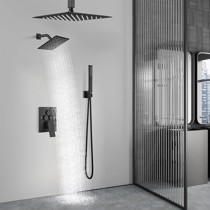 Aolemi Shower Faucet Set Ceiling Mount Shower System Rough-in Valve and Shower - Image 9