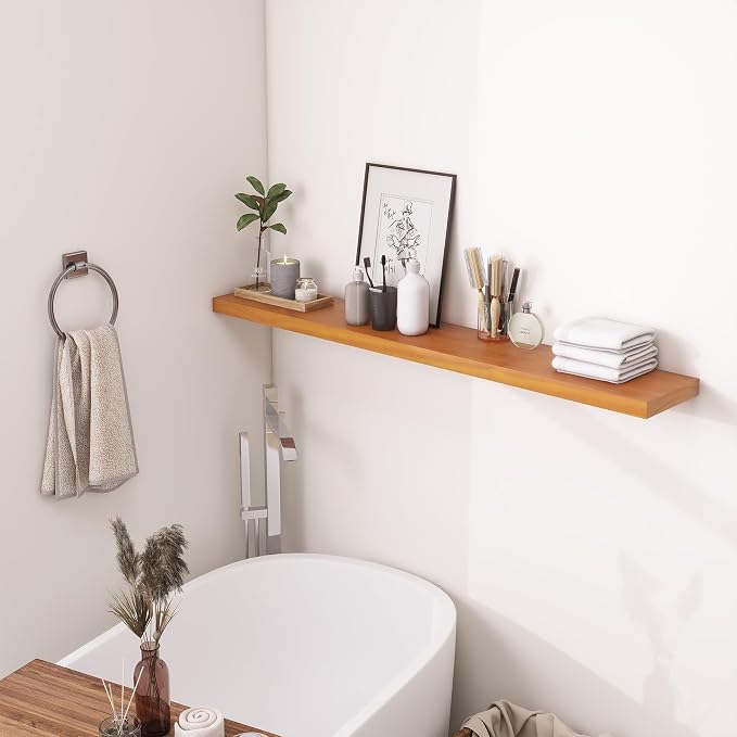 Vivelove Solid Wood Floating Shelves 48 Inches Long, 8”Deep x 1.4” Thick Wall - Image 6