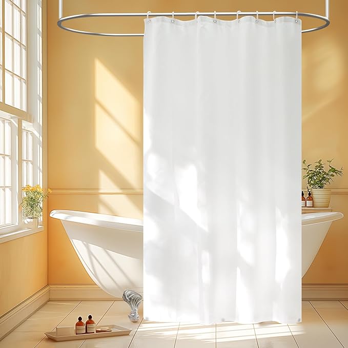 Waterproof Fabric Stall Shower Curtain Liner Long 48 x 78 inch, Washable White by Seenus
