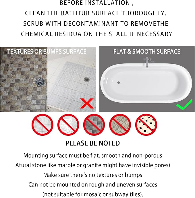 Yimobra Bathtub Mat Non Slip, Super Strong Suction Cups, 27.5"x15.5" Long - Image 5