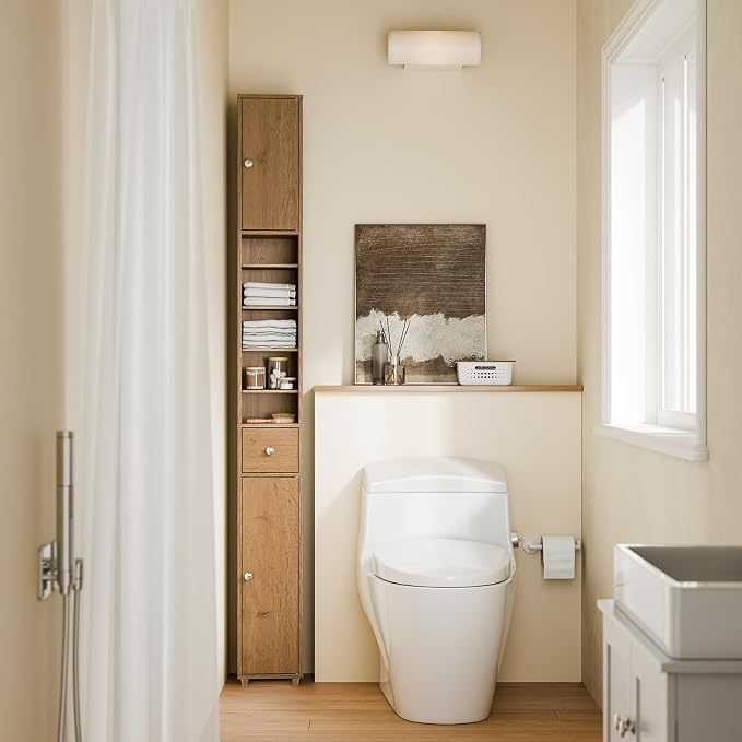 SoBuy Bathroom Narrow Storage Cabinet Skinny Tall Unit - Image 2