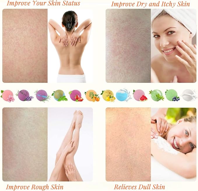 Bath Bombs Gift Set Large 12 PCS 2.8oz Organic Natural Essential Oils, Relax - Image 6