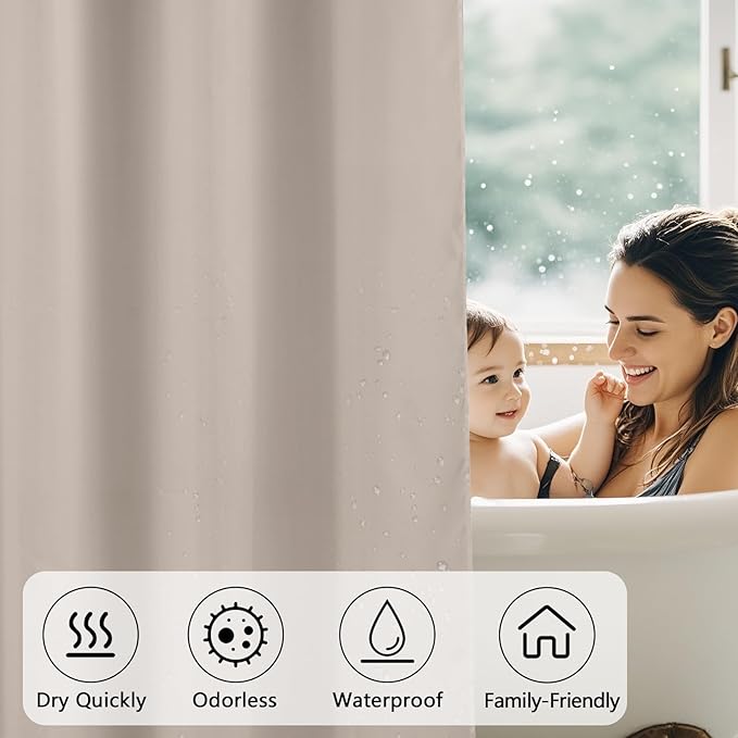 Waterproof Fabric Long Shower Curtain Liner - Image 6