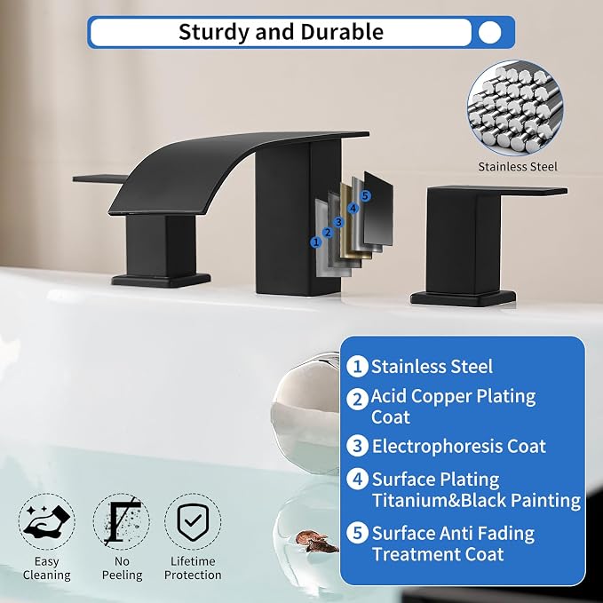 RUMOSE Matte Black Roman Bathtub Faucet Set Waterfall Tub Faucets High Flow - Image 2