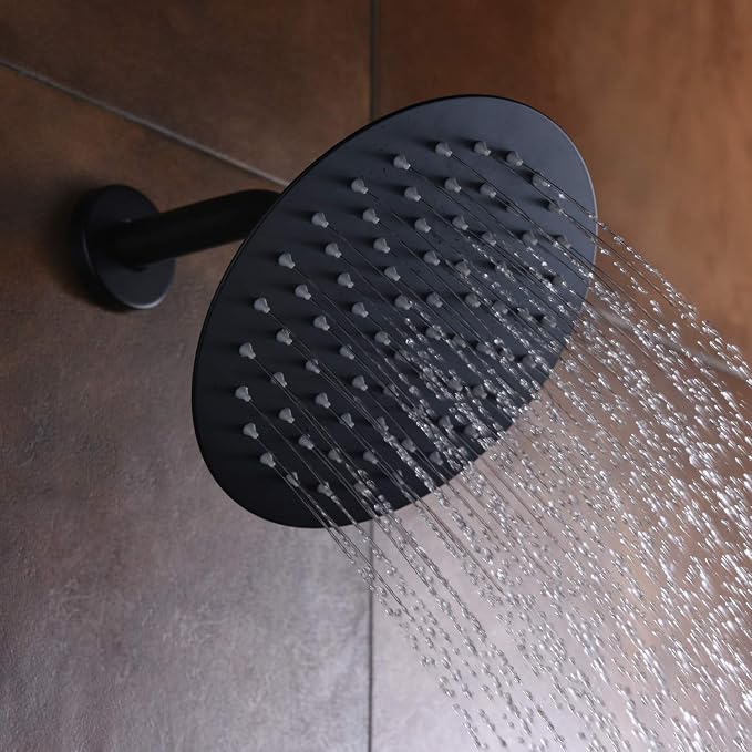 sumerain Matte Black Shower Faucet Set Pressure Balance Cartridge, 8 Inches - Image 4