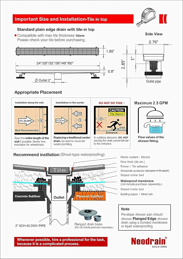 Neodrain 24-Inch Linear Shower Drain - Image 9