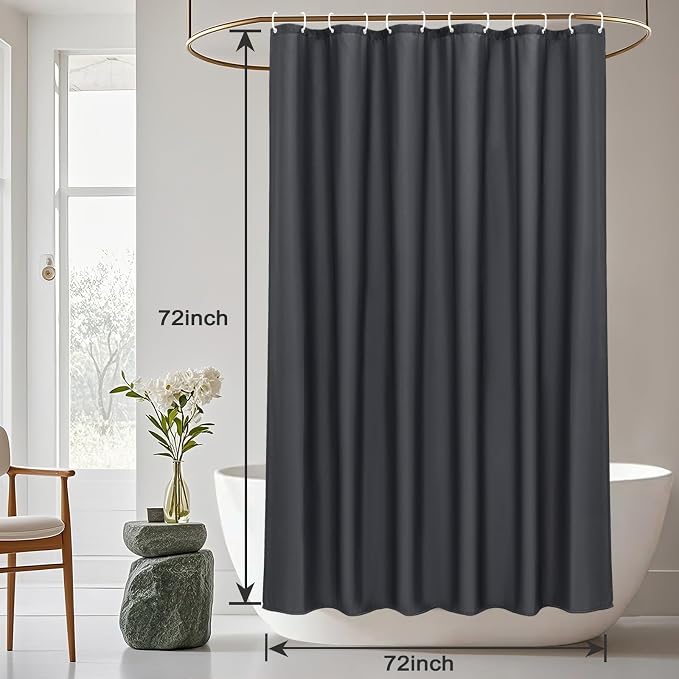 AooHome Standard Shower Liner, Solid Polyester Fabric Solid Shower Curtain Liner - Image 8