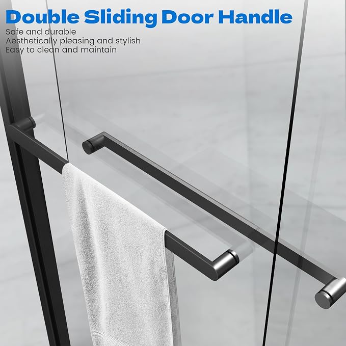 Bathtub Shower Door, 60″x 62″ Semi-Frameless Sliding Shower Door, Double - Image 5