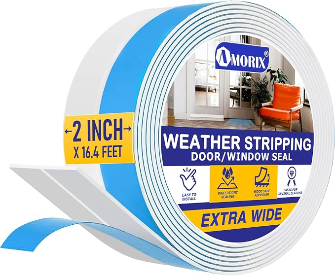 Weather Stripping 16.4FT x 2in Under Door Draft Blocker Silicone Seal Strip by AMORIX