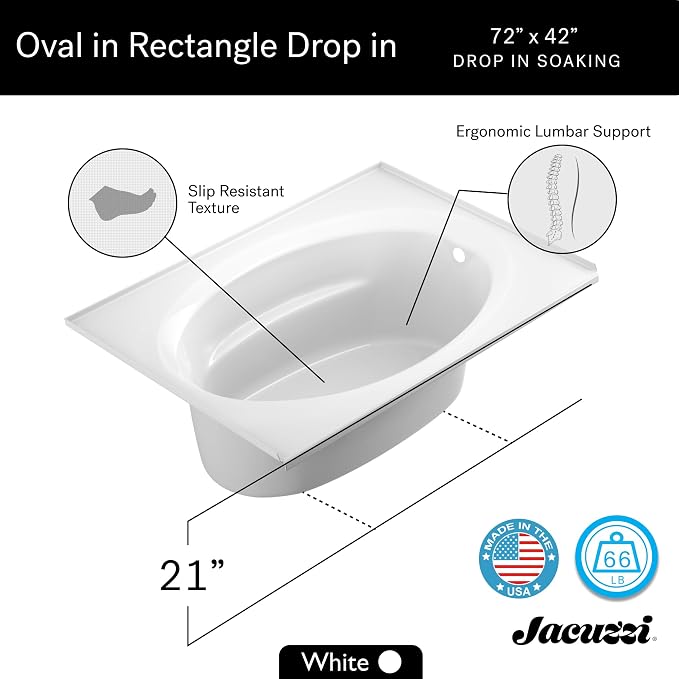 Jacuzzi SIGNATURE Acrylic Drop-In Bathtub, Soaking Sanctuary, Slip Resistant - Image 8