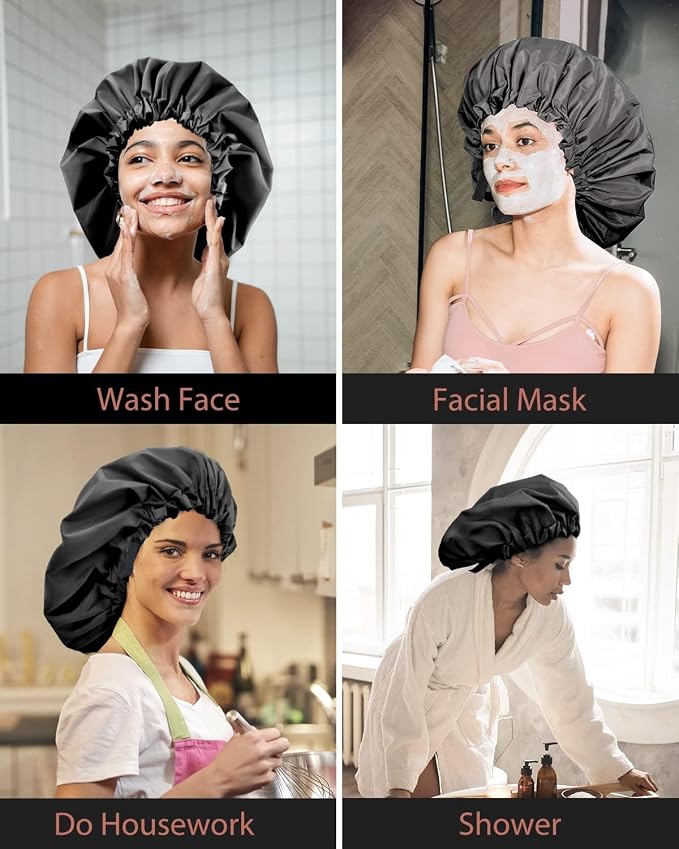 Aquior Shower Cap for Women, Extra Adjustable Shower Caps for Women - Image 8