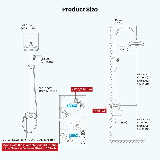 gotonovo Exposed Bathroom Shower System Classic Shower Kit 8 Inch Luxurious - Image 5