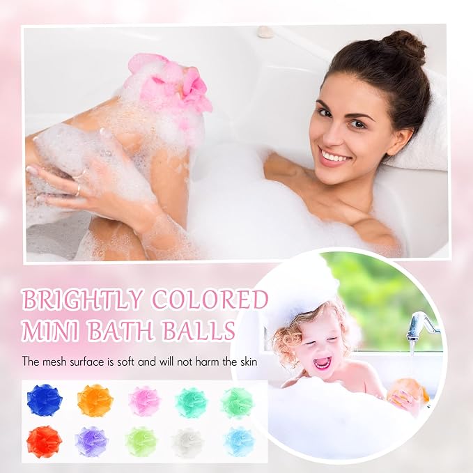 72 Pack Bath Loofah Bulk Travel Size Loofah Mini Sponge Mesh Shower Ball Body - Image 3