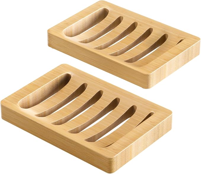 AmazerBath Soap Holder Soap Dish, Bamboo Soap Dish, 2 Pack Wood Bar Soap Holder - Image 8