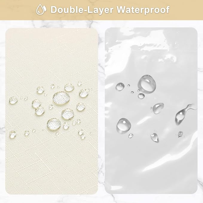 MitoVilla 3 in 1 Shower Curtain Set, Cream Boho Farmhouse Linen Textured Bath - Image 5