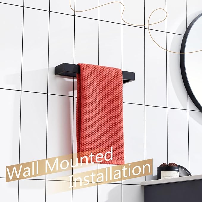 KOKOSIRI Towel Bar Matte Black Hand Towel Holder 12-Inch Kitchen Rack Stainless - Image 7