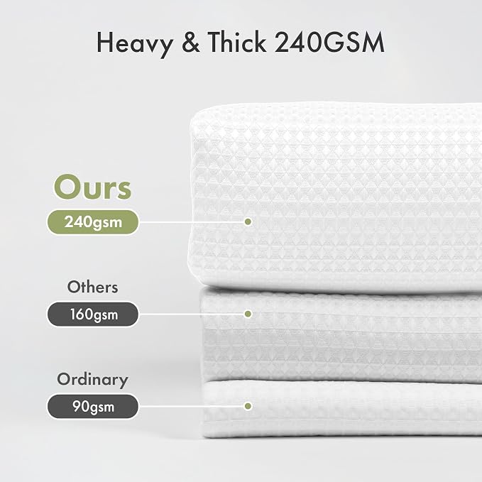 AmazerBath White Shower Curtain 72x74 Inches, Waffle Shower Curtains - Image 3
