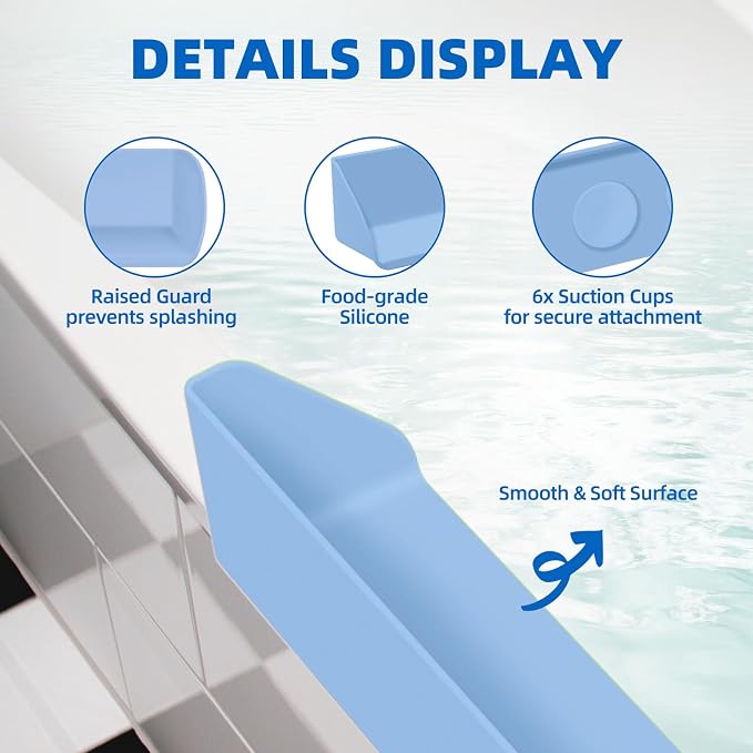 Splash Guard for Bathtub, 3.8" x 3.6" Silicone Bath Tub Splash Guard - Image 3
