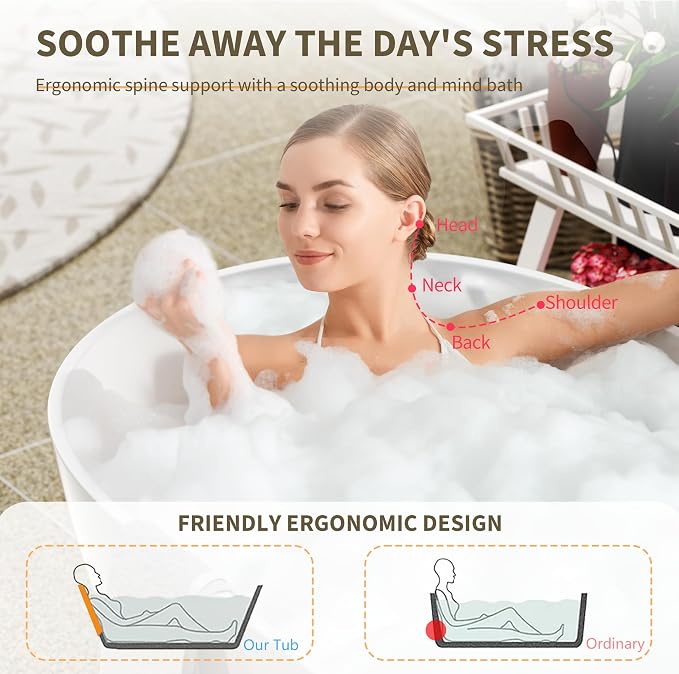 Abruzzo 63" Freestanding Solid Surface Bathtub - Image 3