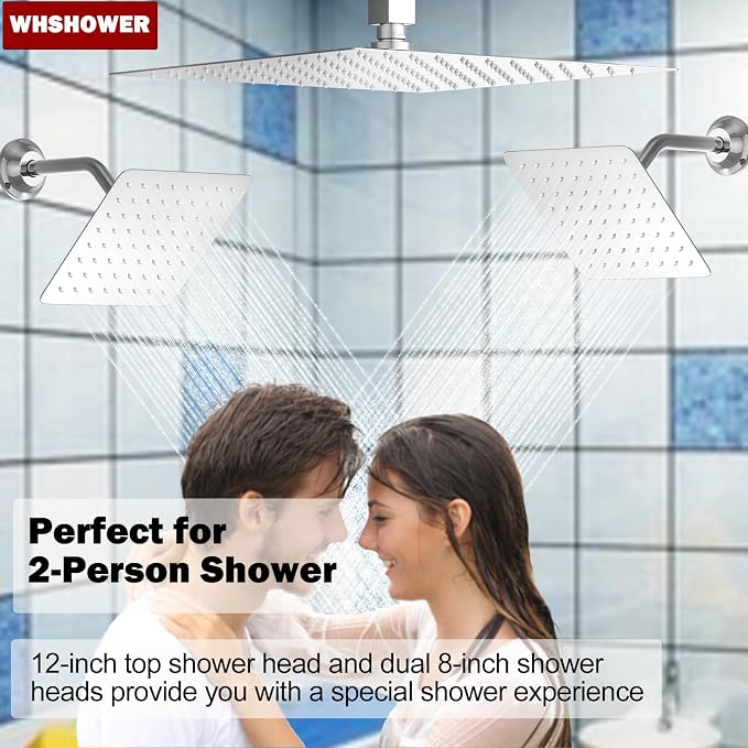 Triple Shower Head Shower System Chrome Full Body Shower System - Image 2