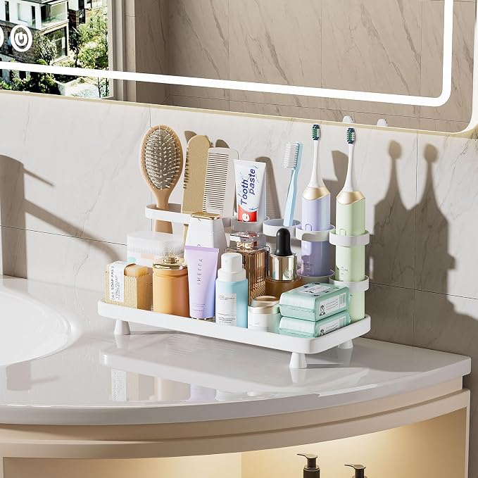 Electric Toothbrush Holder for Bathroom Countertop 5 Metal Slots Toothpaste - Image 7