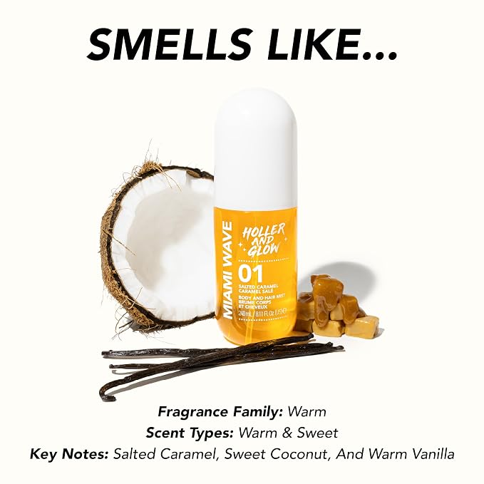 Holler And Glow Miami Wave Salted Caramel Body & Hair Mist, Body Spray - Image 3