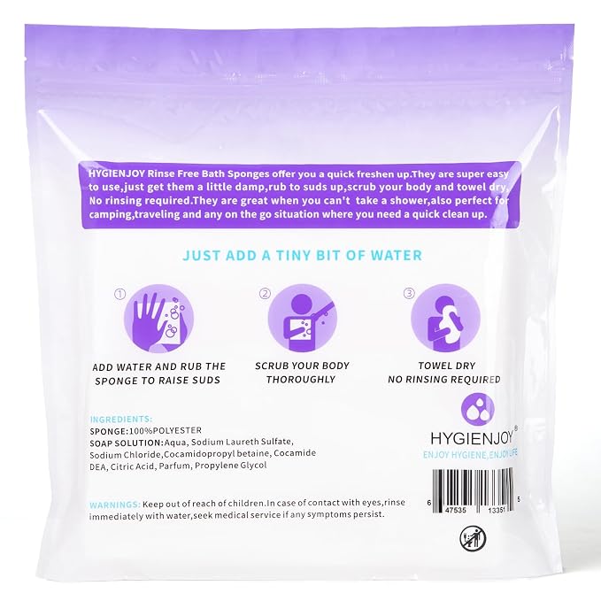 HYGIENJOY-21% Larger Rinse Free Bath Sponges - Image 6