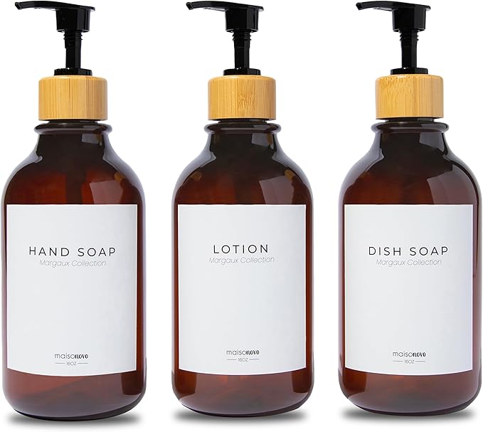 MaisoNovo Refillable Shampoo and Conditioner Bottles | 16.9 fl oz Set of 3 by MaisoNovo-TheArtofSustainableLiving
