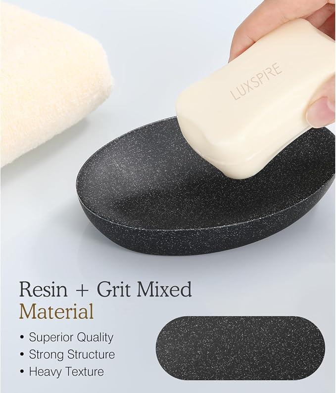 Luxspire Soap Dish 2 Packs, Resin Soap Tray Soap Holder Container Box, Marble - Image 2