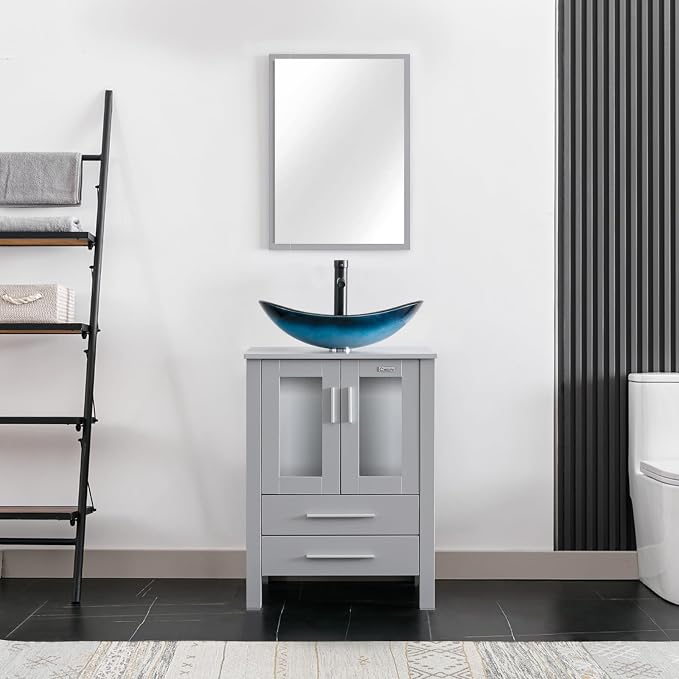 eclife 24" Modern Bathroom Vanity Sink Combo Freestanding Cabinet - Image 2