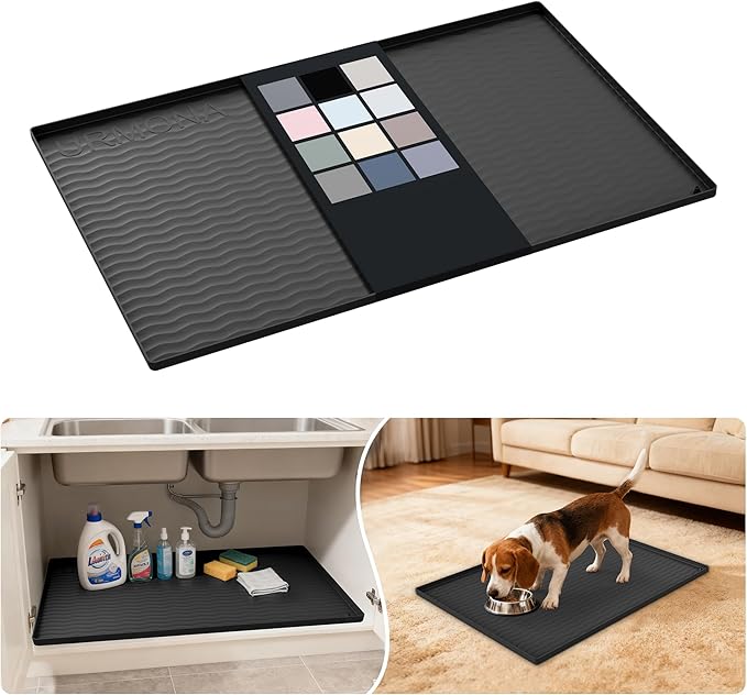 URMONA Waterproof Silicone Under Sink Mat 31'' x 22'' Shelf Liner by URMONA