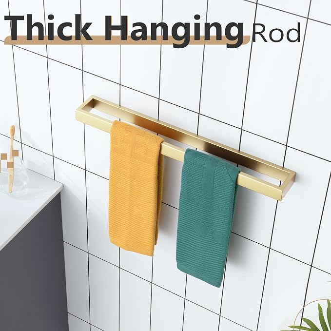 KOKOSIRI Towel Bar Brushed Gold Bath Towel Holder 24 Inch Kitchen Towel Hanger - Image 6