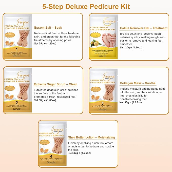 Epsom Salt Soak, Callus Remover Gel, Extreme Sugar Scrub, Collagen Mask & Shea - Image 3