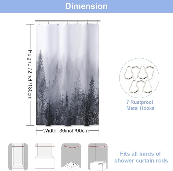 ORTIGIA 36x72 Misty Forest Stall Shower Curtain - Image 2