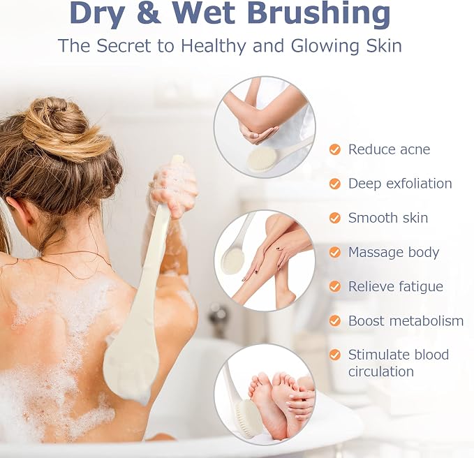 Body Back Scrubber – 17'' Long Handle Shower Brush, Anti-Mold Exfoliator - Image 6