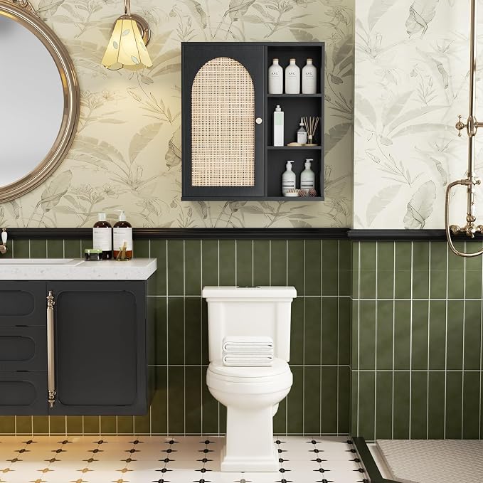 Rattan Bathroom Wall Cabinet, Boho Medicine Wall Cabinets - Image 8