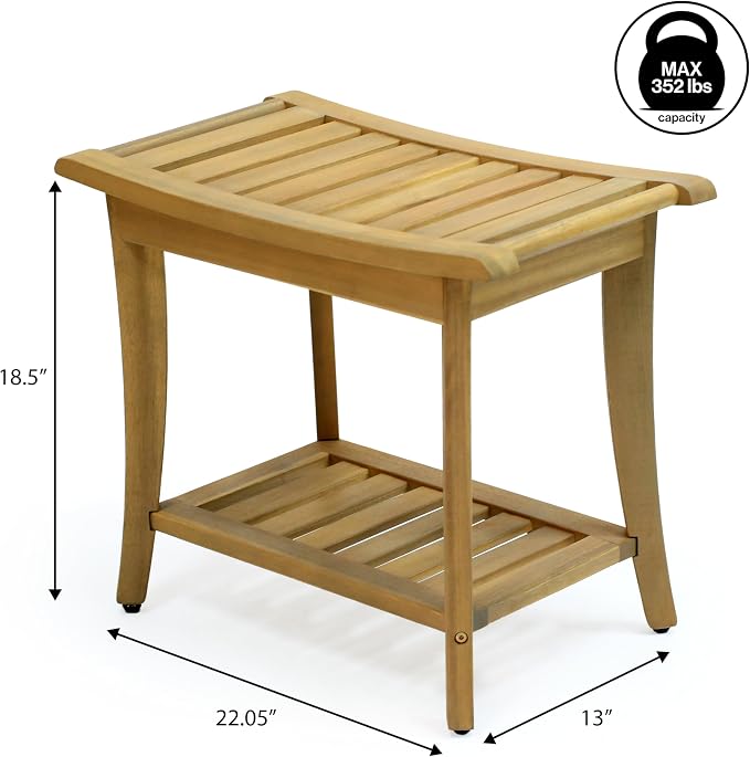 JONATHAN Y STL1001T Tucker 22.1" Traditional Classic Slatted Solid Acacia Wood - Image 3