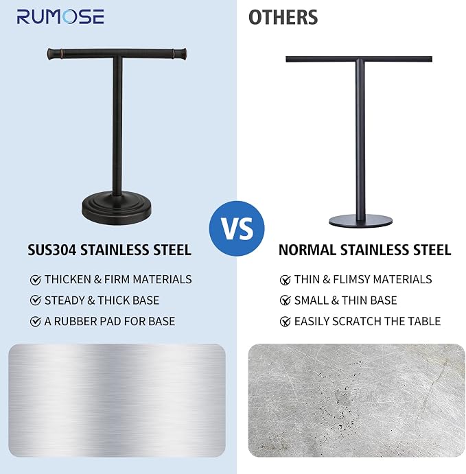 RUMOSE 13 Inch Oil Rubbed Bronze Towel Stand Hand Towel Holder Bathroom Kitchen - Image 5