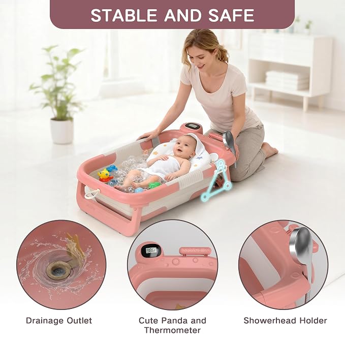 Collapsible Baby Bathtub for Newborn to Toddler, Portable Baby Bath Tub for - Image 4