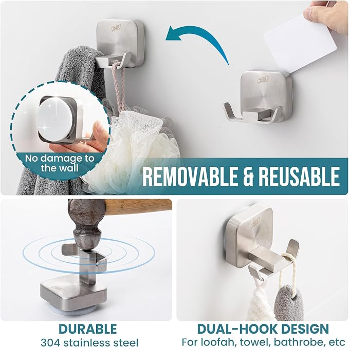 TAILI Patented Strong Suction Cup Hook, Thickened 304 Stainless Steel Bathroom - Image 8
