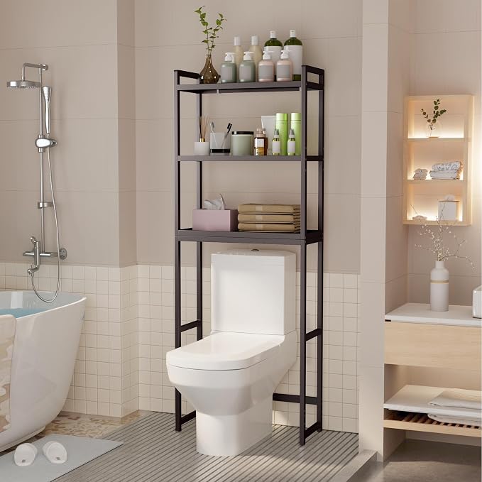 Gizoon Over The Toilet Storage, 3 Tier Bamboo Bathroom Organizer - Image 8
