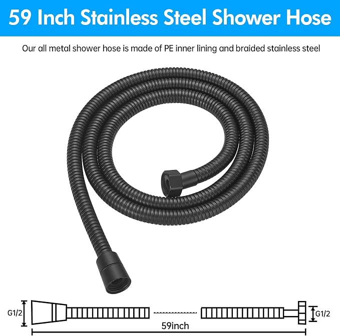 RUMOSE 59 inches Shower Hose Water Plating Shower Head Extension Hose - Image 6