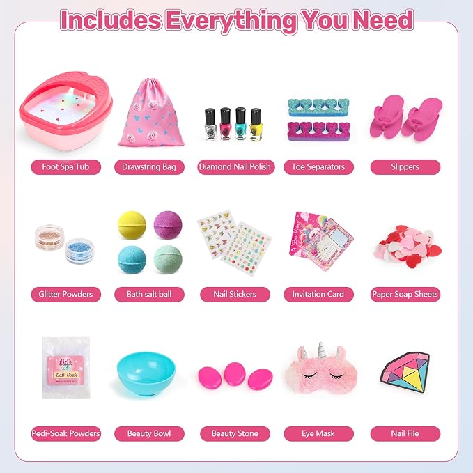 Kids Foot Spa & Nail Art Kit for Kids 4-12 – All-in-1 Foot Spa Set - Image 2