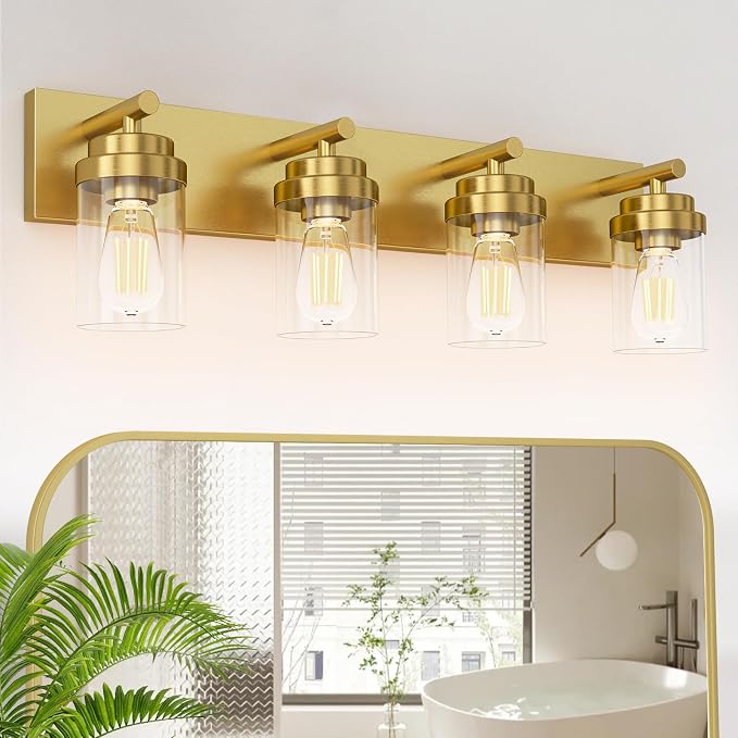 IZORRO Bathroom Vanity Light Fixture, 4-Light 30 Inch Gold Bathroom Light by IZORRO