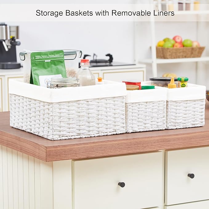 Vagusicc Wicker Basket, Decorative Rectangle Wicker Storage Basket Bins - Image 6