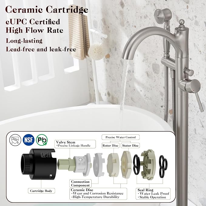 Freestanding Tub Faucets, Classic Freestanding Bathtub Faucet - Image 6