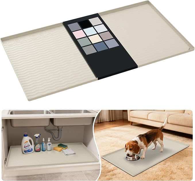 URMONA Waterproof Silicone Under Sink Mat 40'' x 22'' Shelf Liner by URMONA
